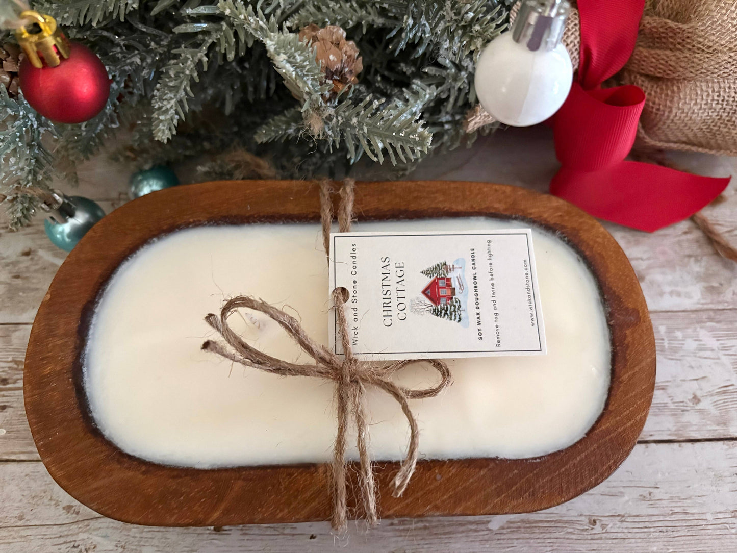 Wick and Stone Candles - Christmas Cottage 14 oz Triple Wick Doughbowl Candle