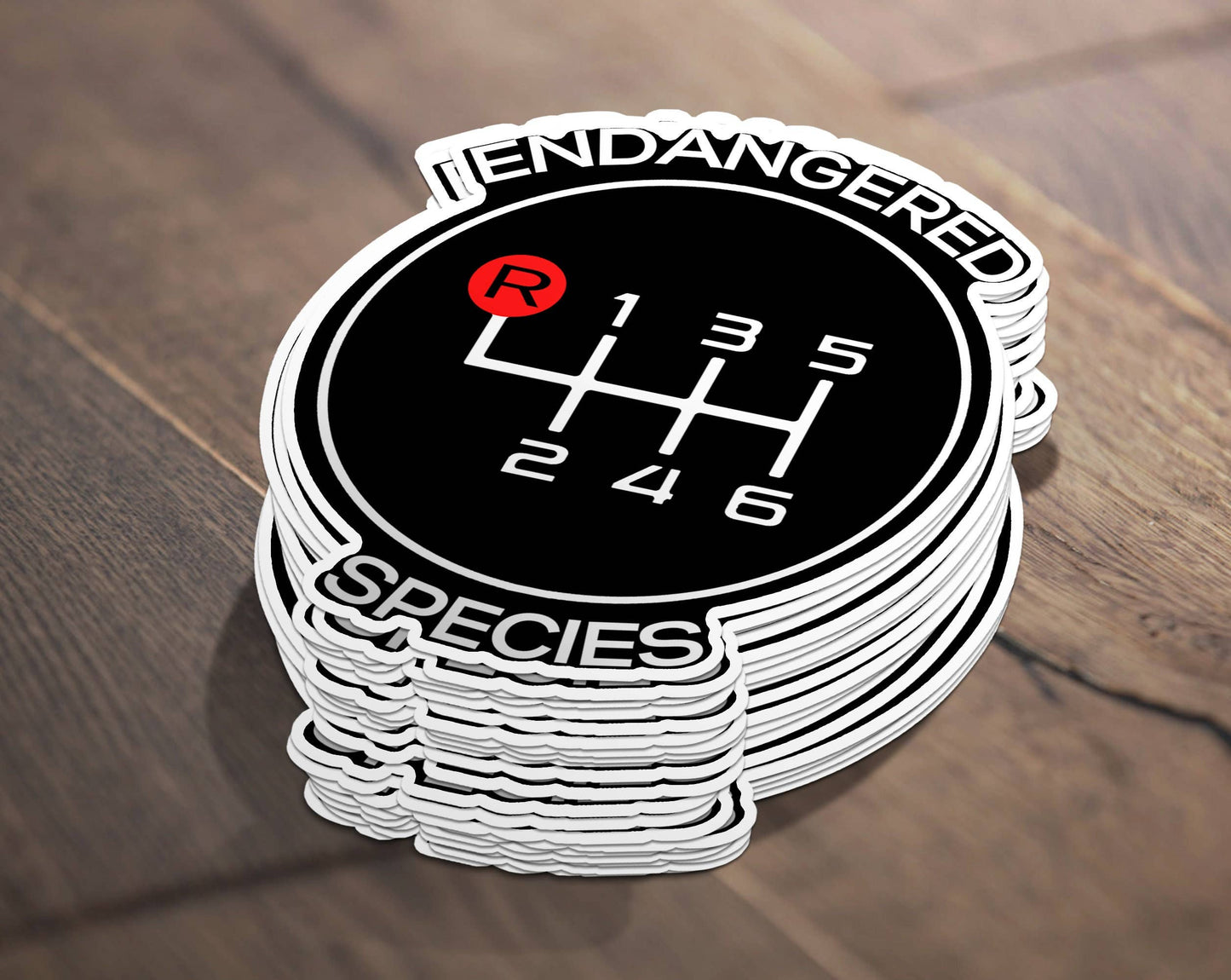 Endangered Species Sticker, Six Speed Manual Car Sticker, Manual Driver Waterproof Vinyl Sticker Decal for Car, Waterbottle and, Laptop