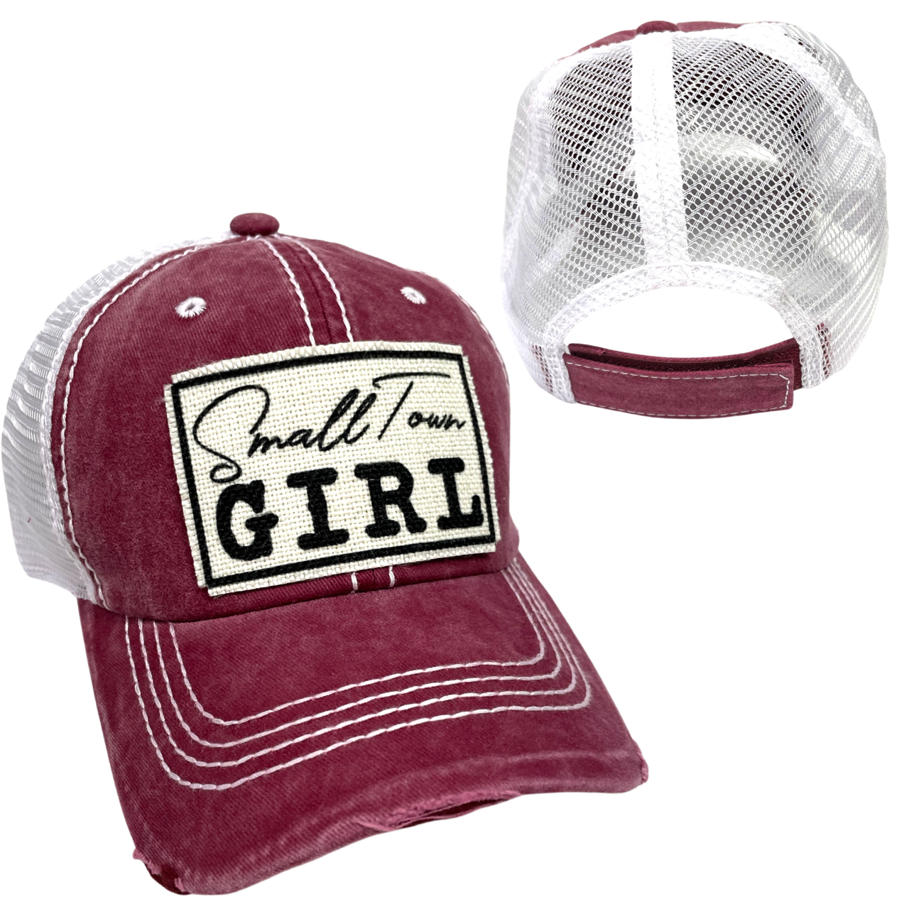 dkhandmade - SMALL TOWN GIRL BALL CAP | WOMAN'S HAT | DISTRESSED