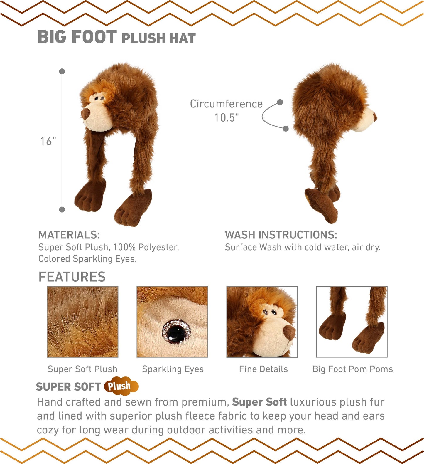 \Soft Plush Hat - Big Foot