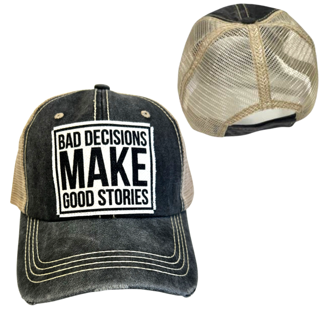 dkhandmade - BAD DECISIONS MAKE GOOD STORIES | UNISEX HAT | DISTRESSED