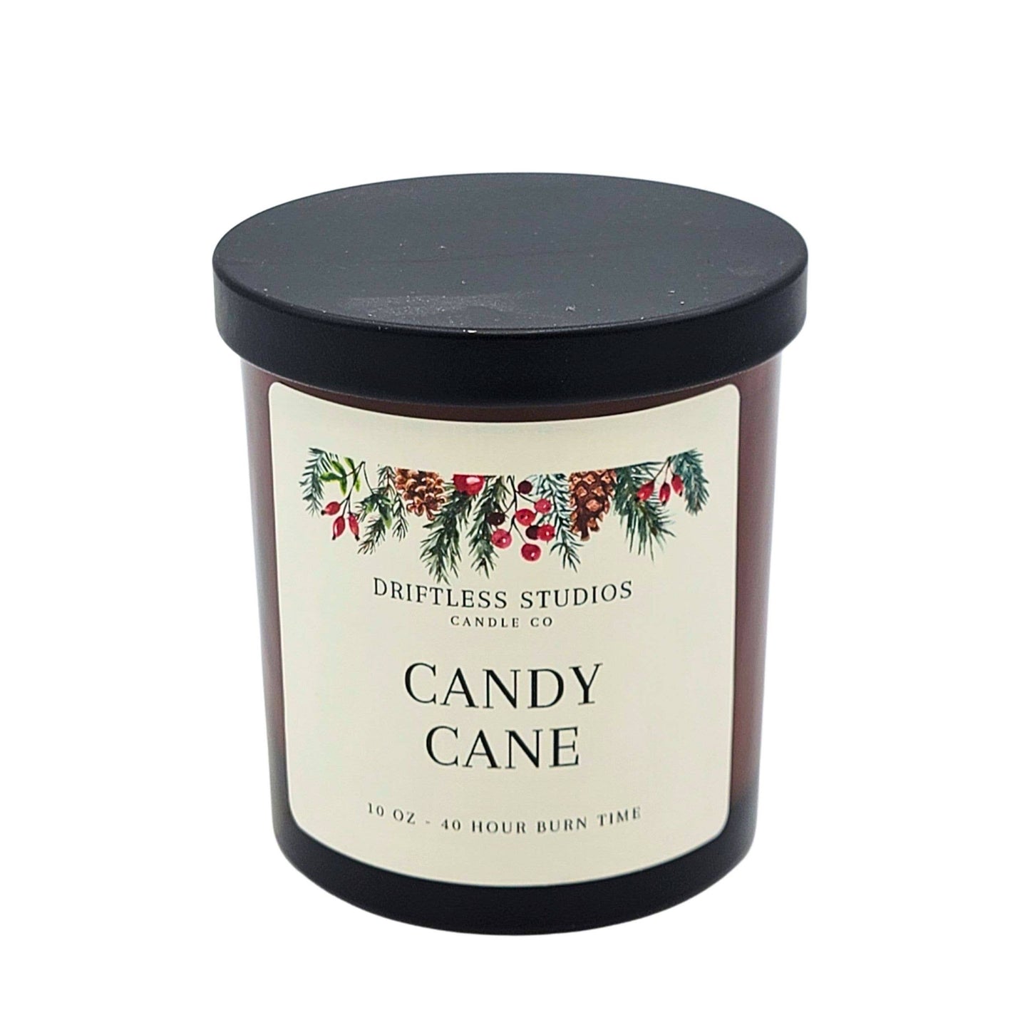 Candy Cane Christmas Amber Glass Candles