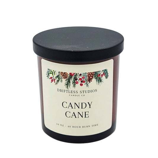 Candy Cane Christmas Amber Glass Candles