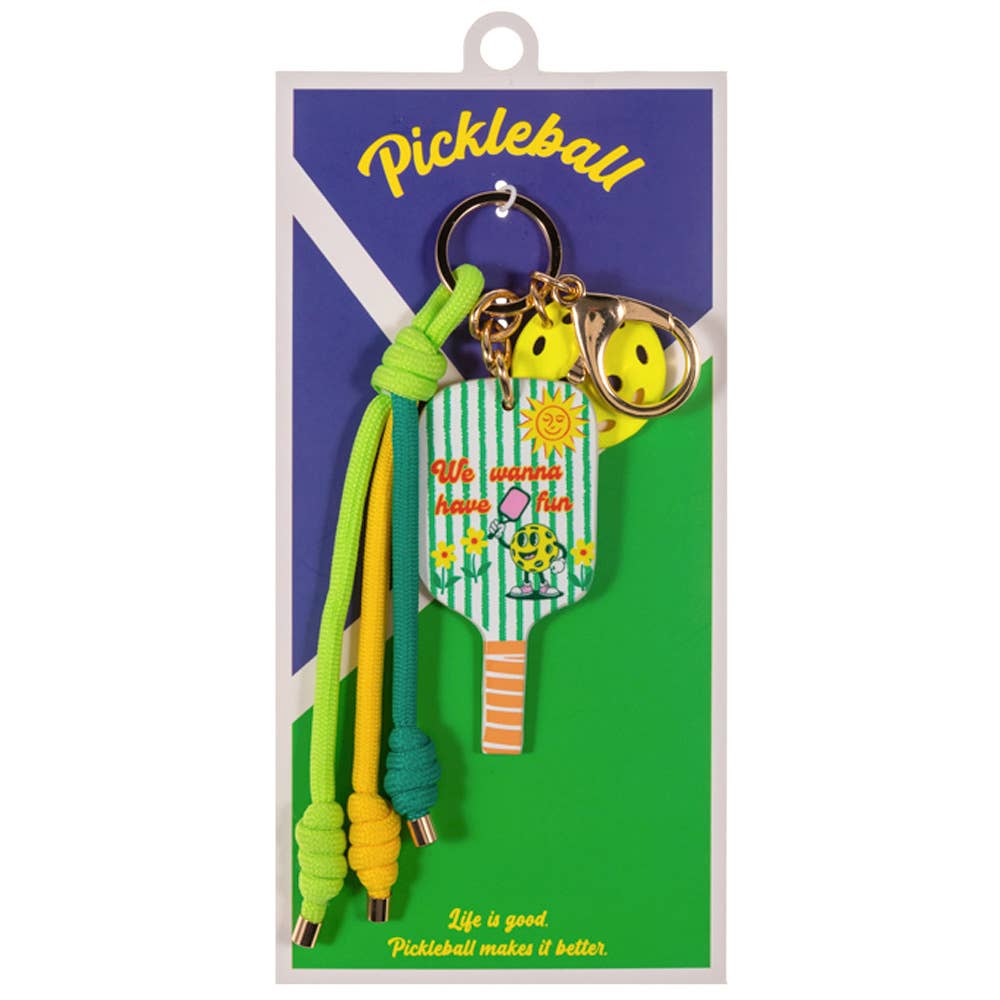 Pickleball Paddle Ball Charm Keychain