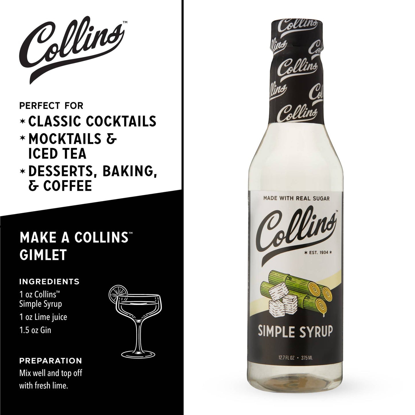 Real Sugar Cocktail Simple Syrup - 12.7 oz