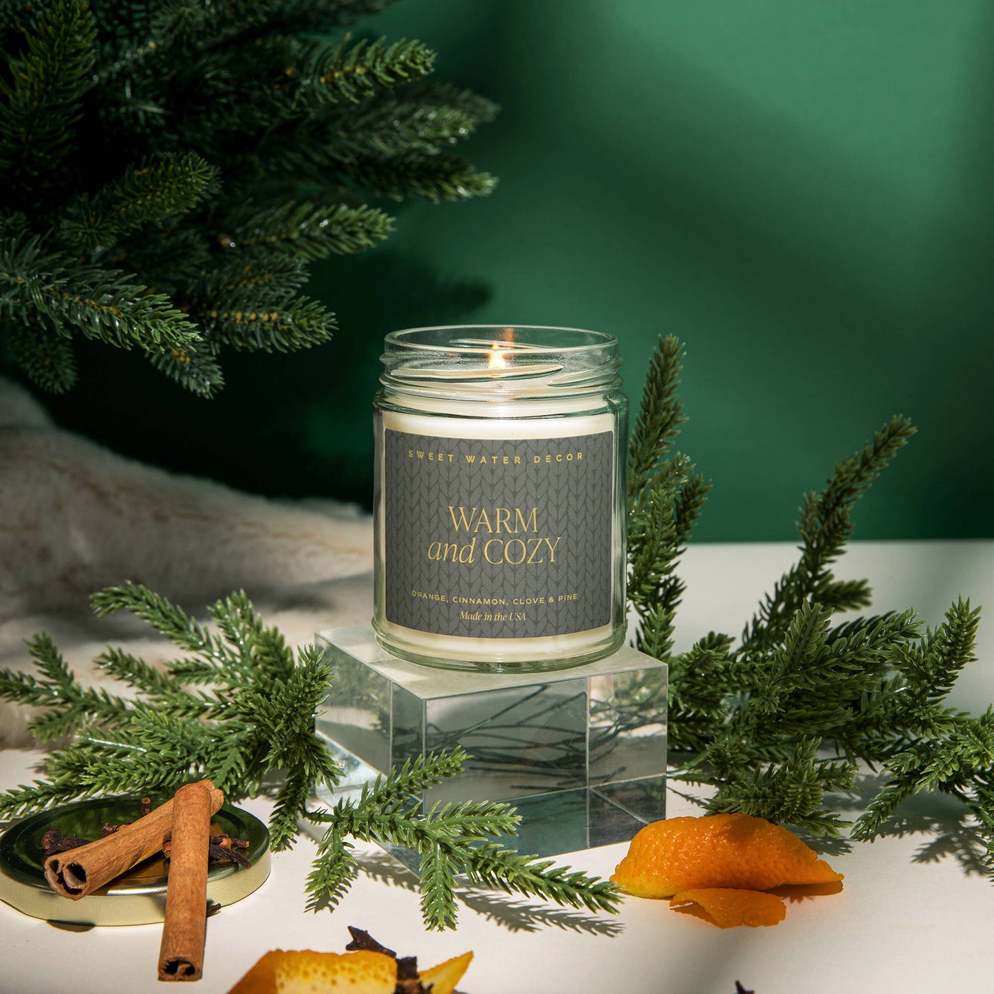 Warm and Cozy 9 oz Soy Candle (Gold Foil) - Fall Home Decor
