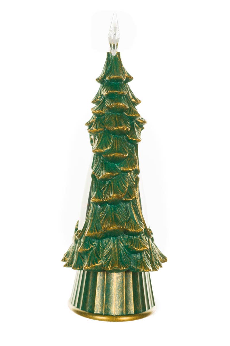 Starlight Collection - NEW-Green Led Star Topped Tree Snow Globe W/ Cozy Santa & Co
