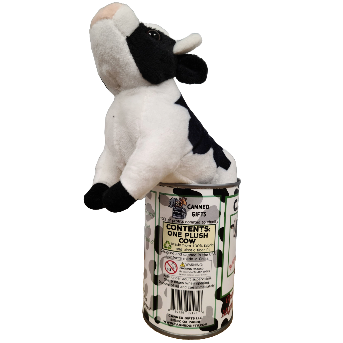 Canned Cow Farm Animal Plush w/Jokes
