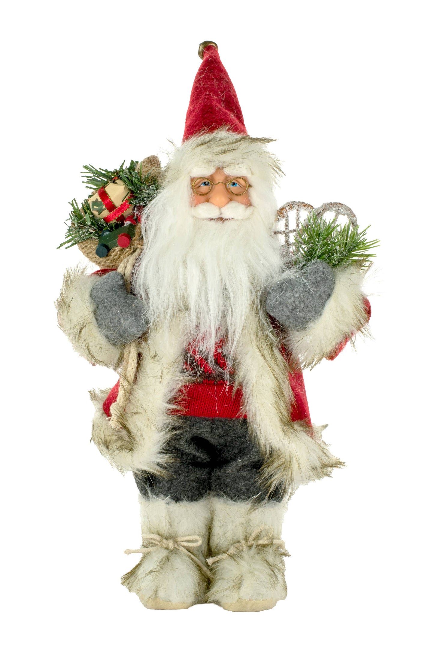 Starlight Collection - Red Santa Figurine with Fur Coat