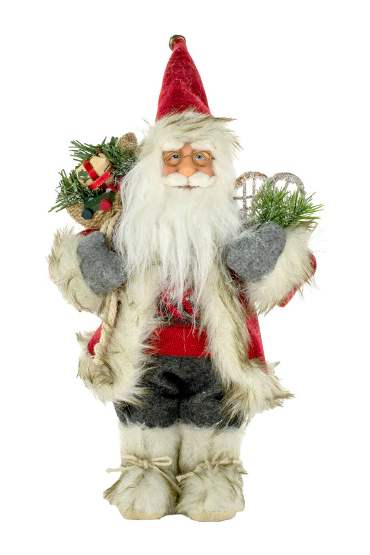 Starlight Collection - Red Santa Figurine with Fur Coat