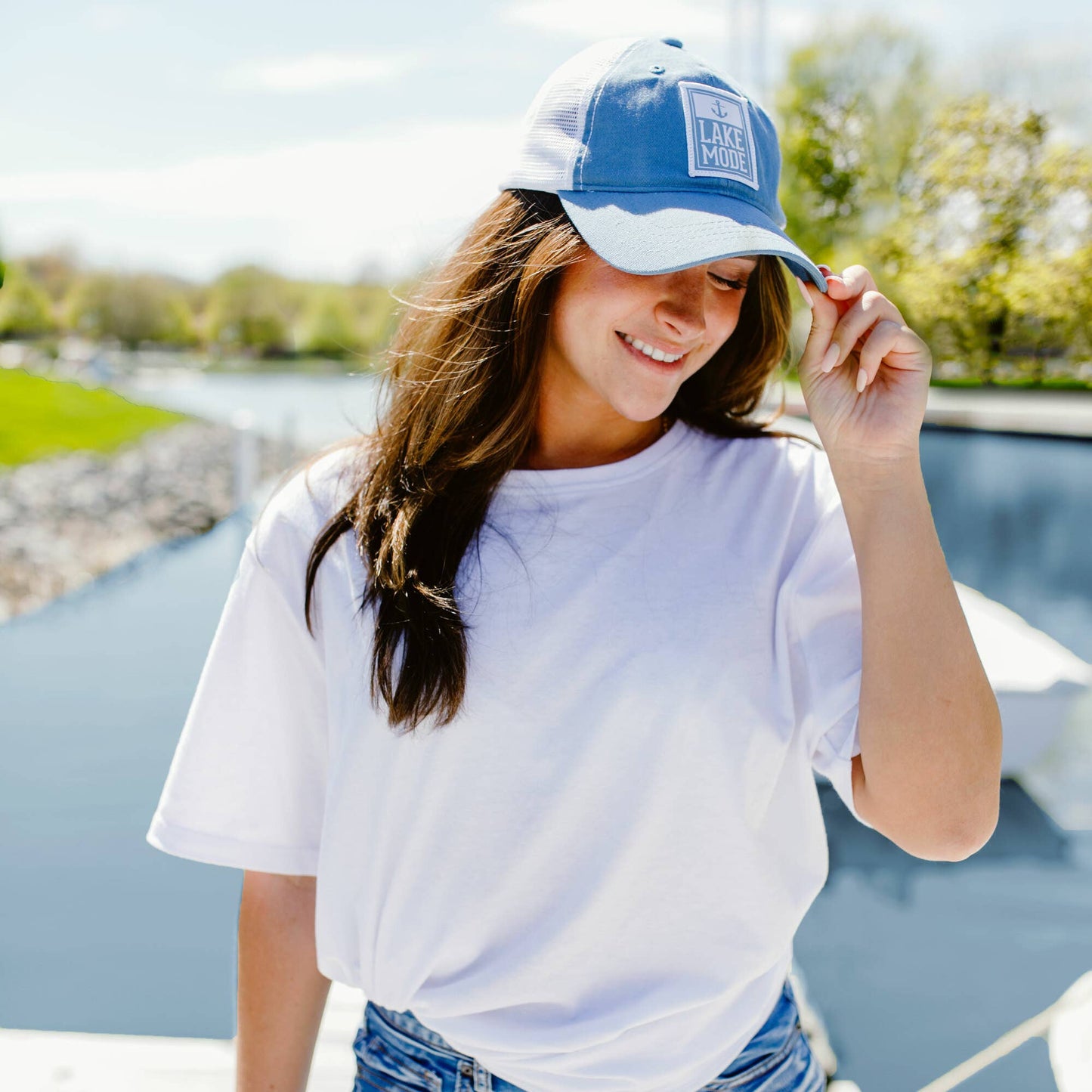 Pavilion - Lake Icon - Cadet Blue Adjustable Mesh Hat