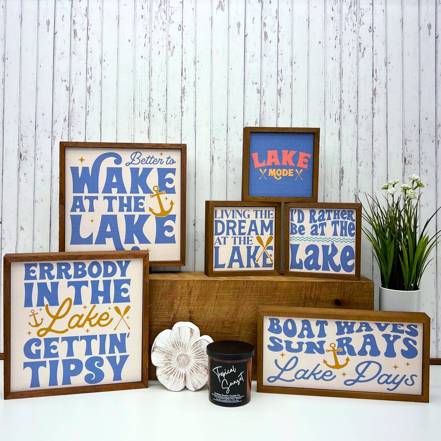 Driftless Studios - Living the Dream at the Lake - Summer Decor Cabin Sign