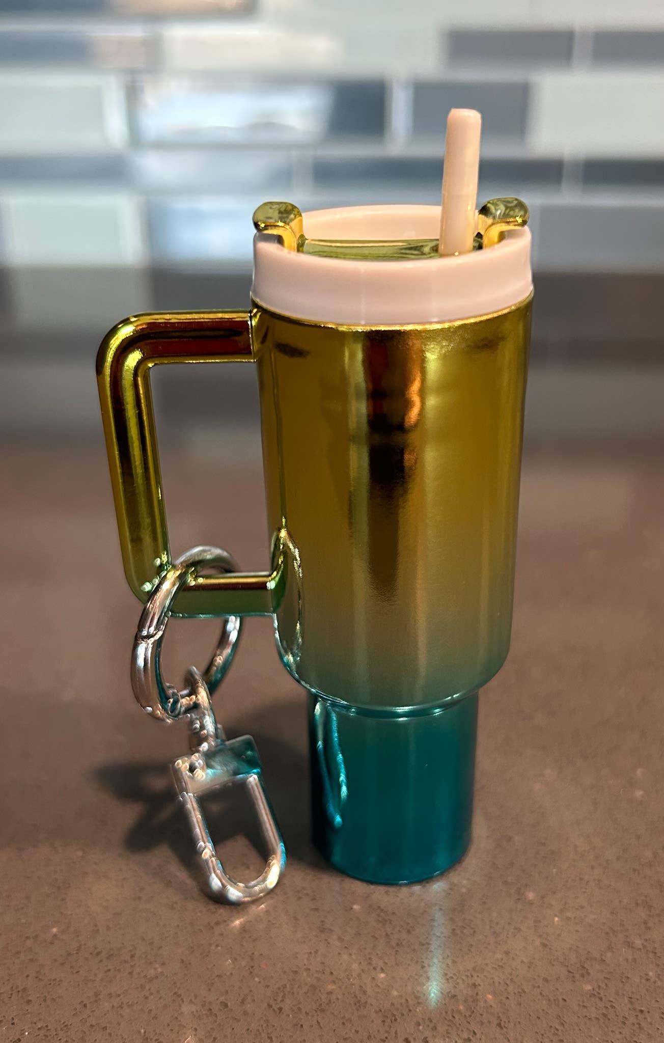 Chrome Ombre Plastic Tumbler Keychain