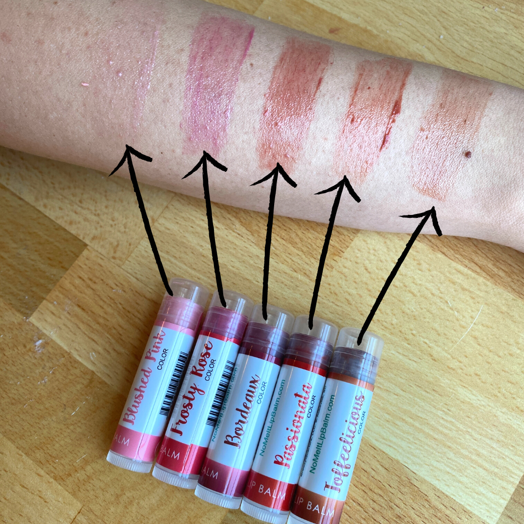 NO-MELT LIP TINT  tinted lip balms with display