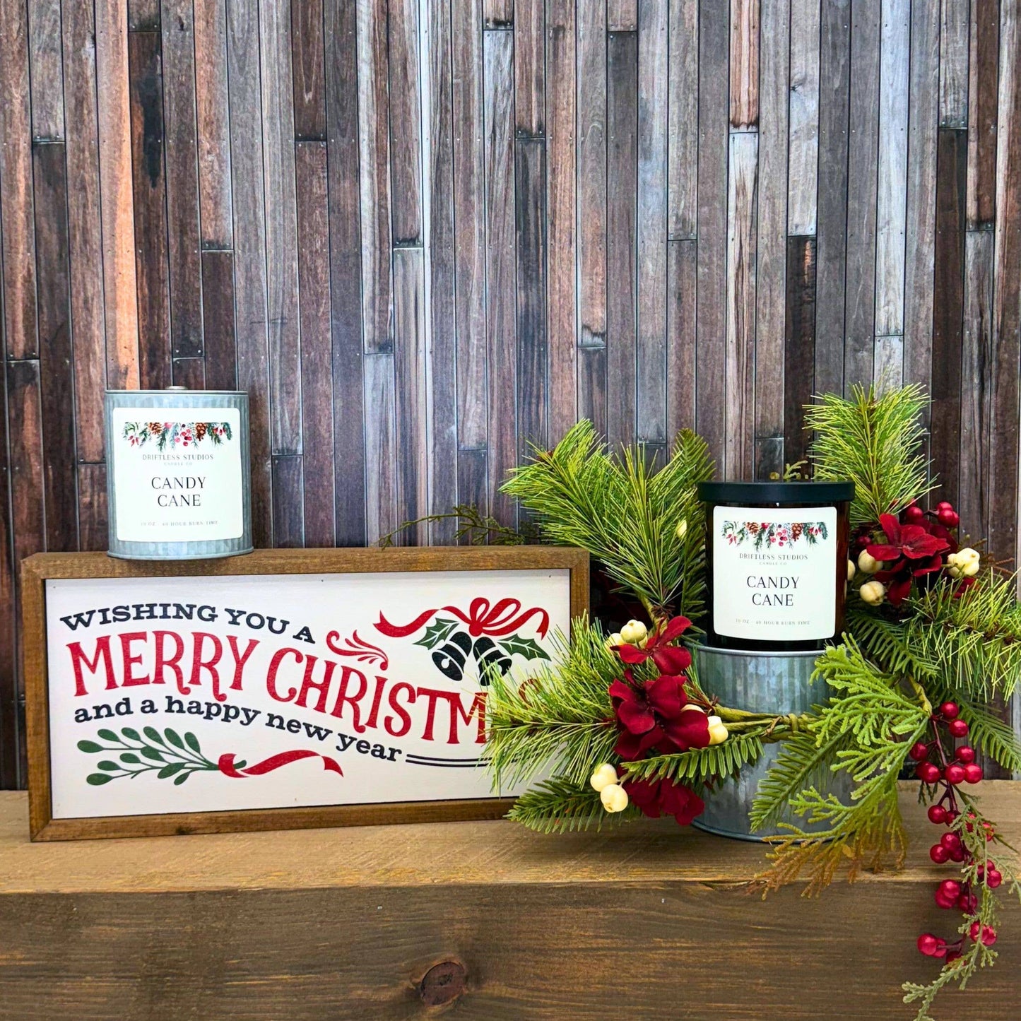 Candy Cane Christmas Amber Glass Candles