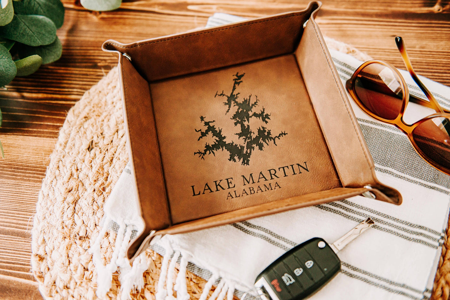 DCL Lake Map Engraved Leatherette Valet Tray