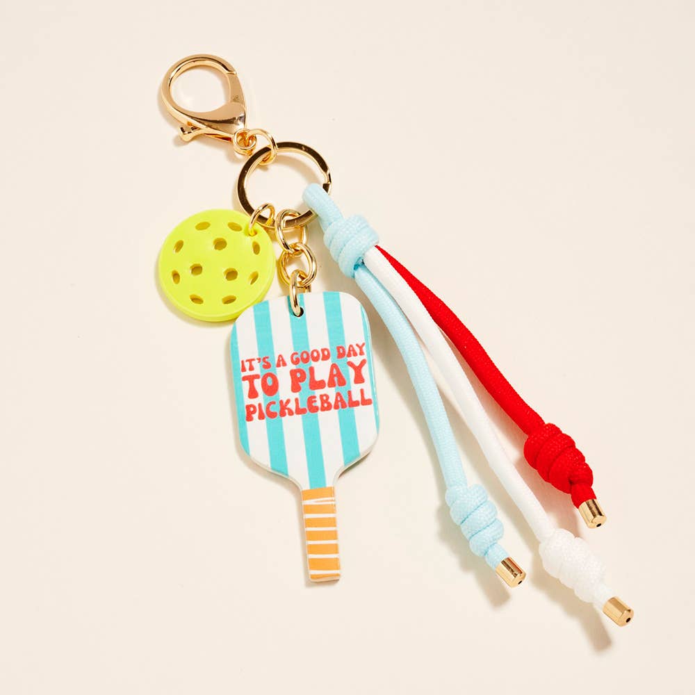 Pickleball Paddle Ball Charm Keychain