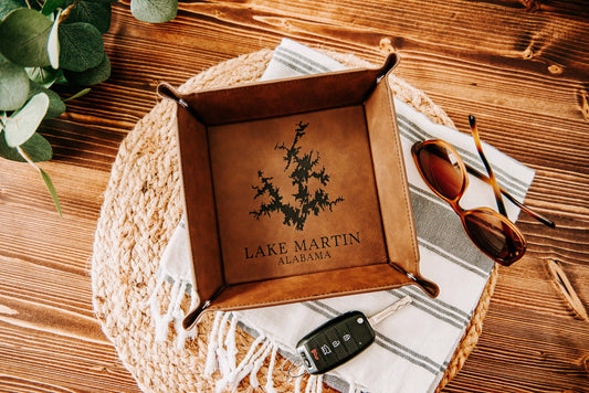 DCL Lake Map Engraved Leatherette Valet Tray