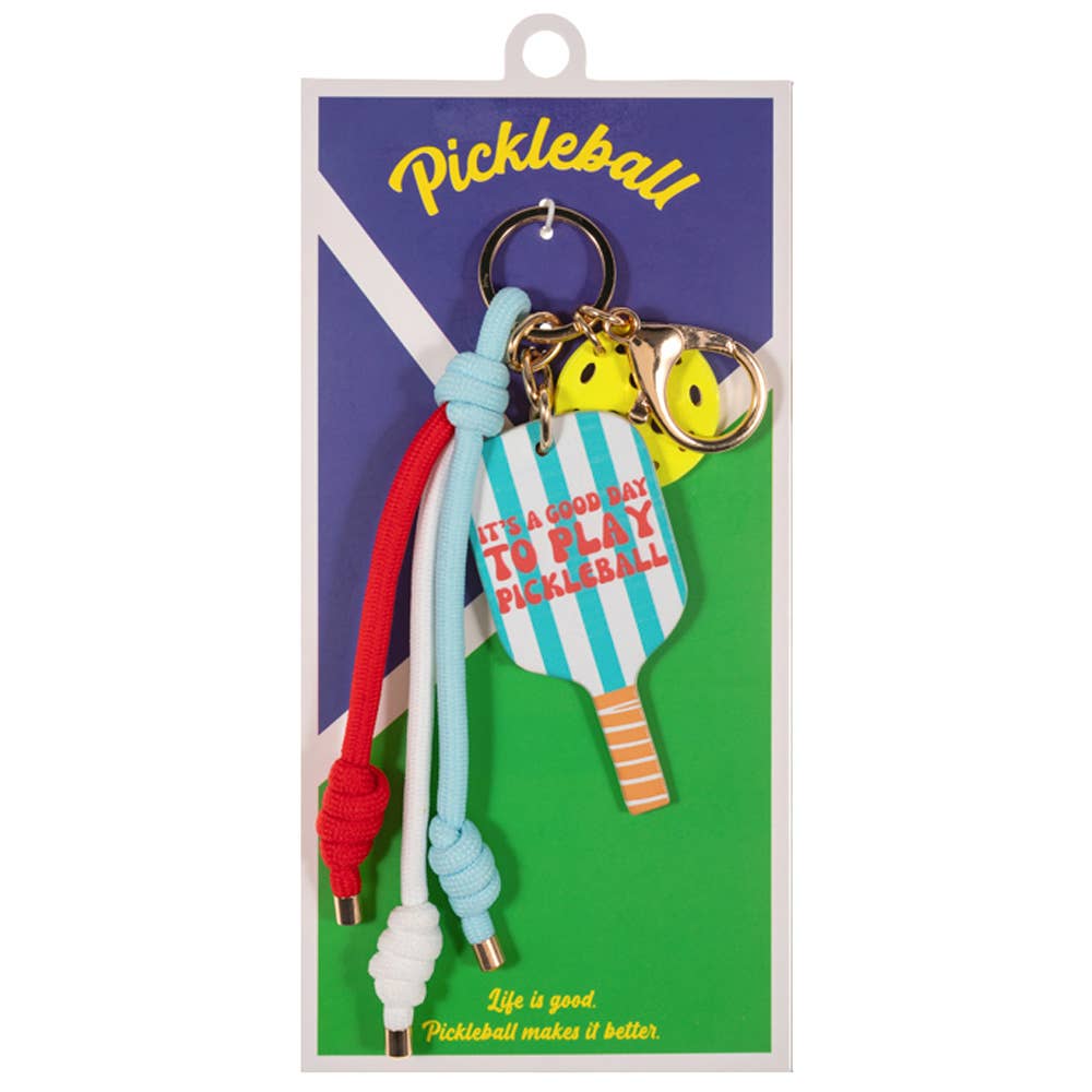 Pickleball Paddle Ball Charm Keychain
