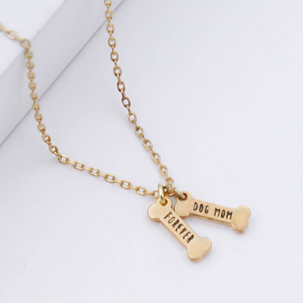 Gold-Dipped Bone Dog Mom Necklace