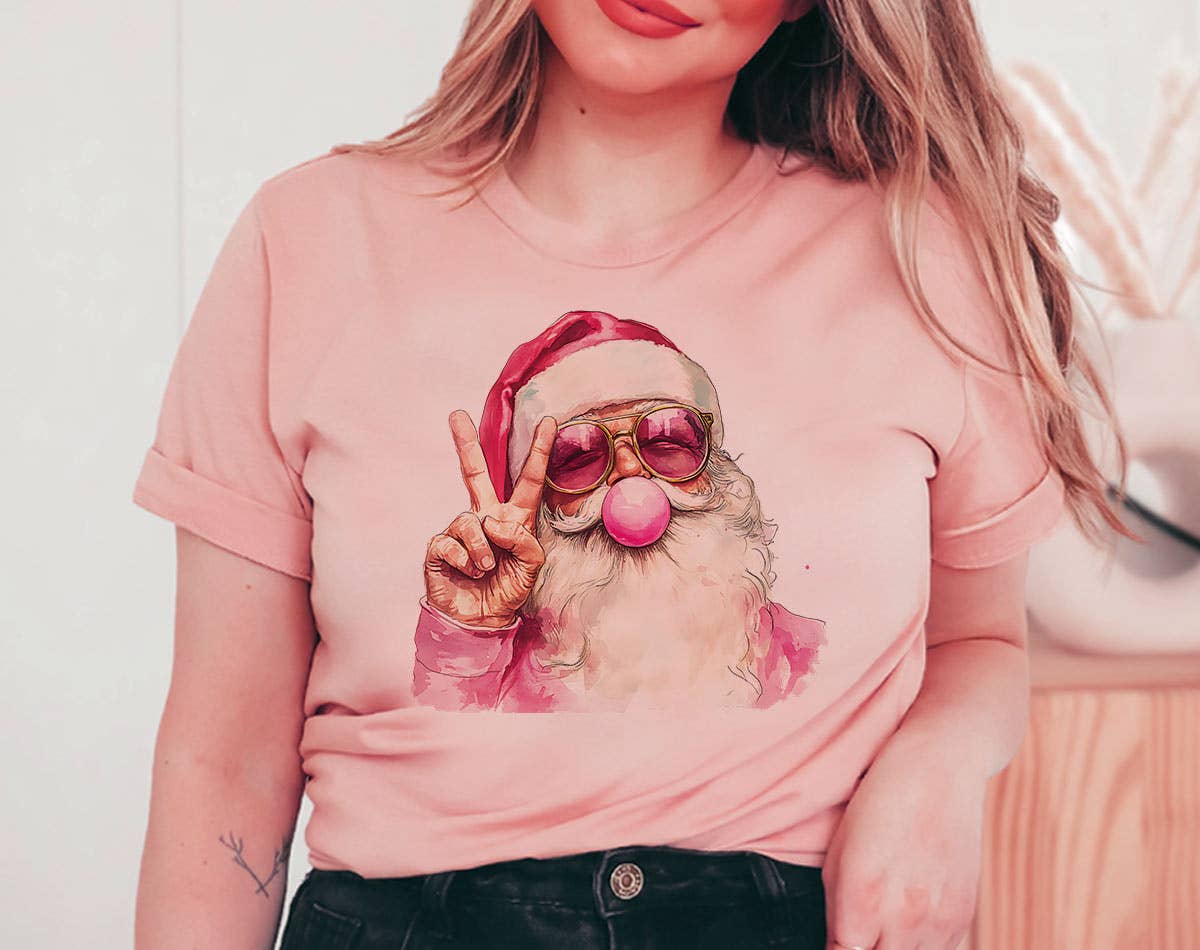 Santa Clause Peace Bubble Gum - Retro Christmas T-Shirt