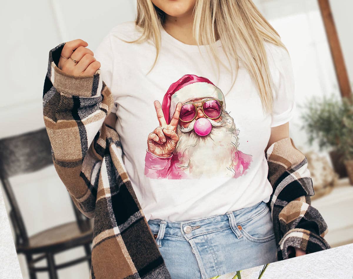 Santa Clause Peace Bubble Gum - Retro Christmas T-Shirt