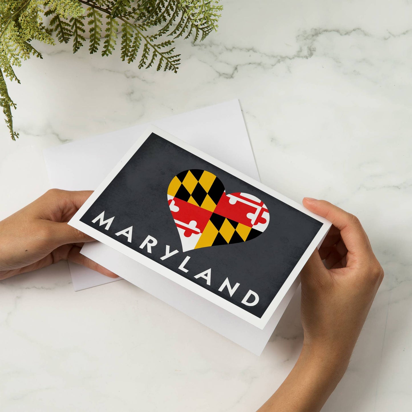 Lantern Press - GREETING CARD Maryland, Heart Flag
