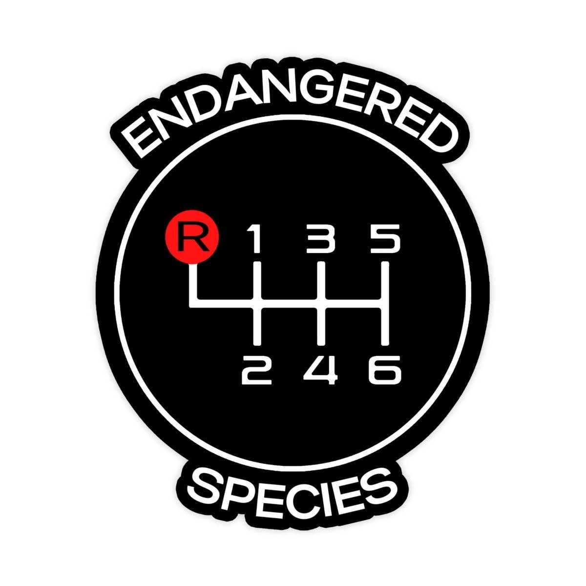 Endangered Species Sticker, Six Speed Manual Car Sticker, Manual Driver Waterproof Vinyl Sticker Decal for Car, Waterbottle and, Laptop