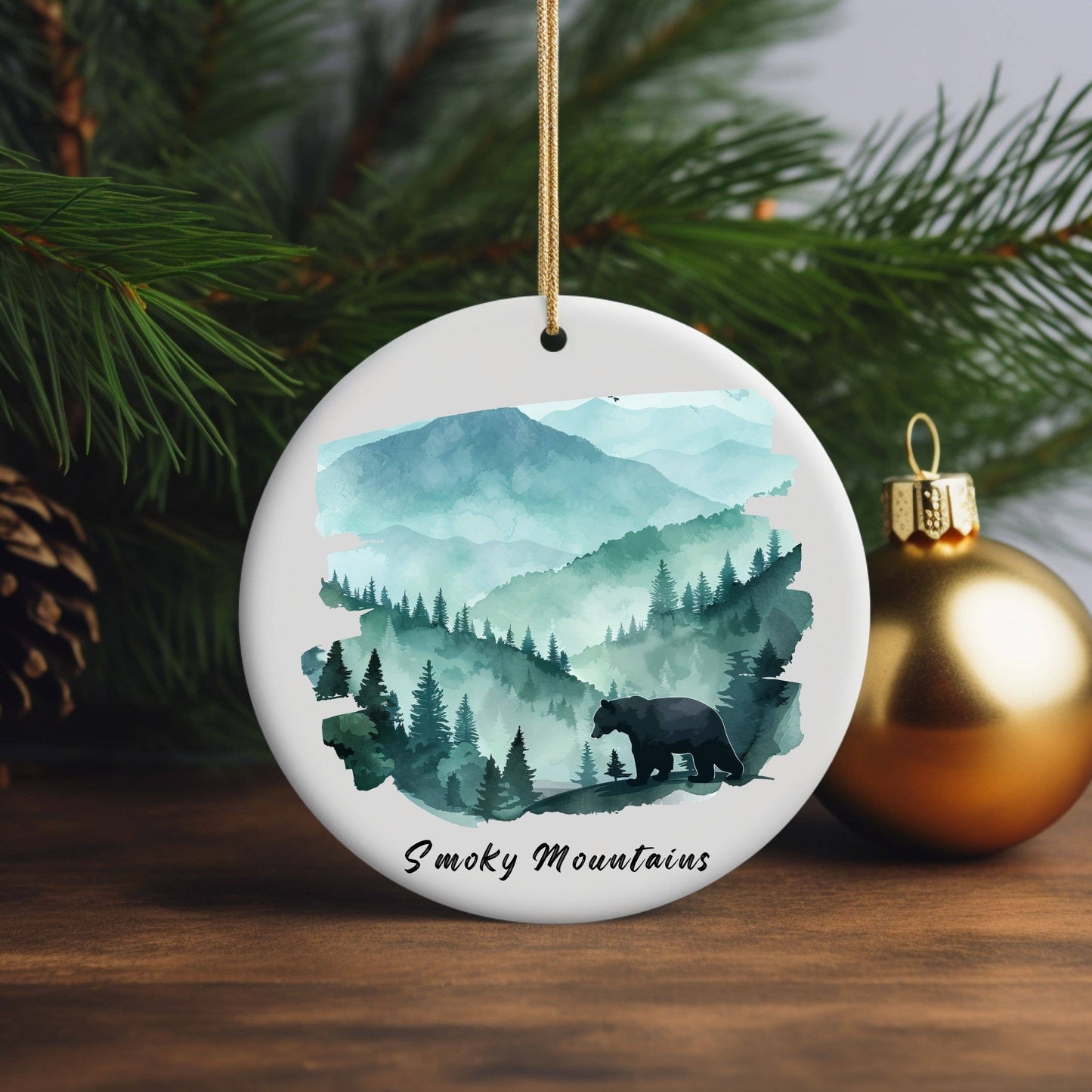 DCL Bear and Mountains Christmas Ornament