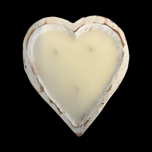 White Heart Dough Bowl Candle
