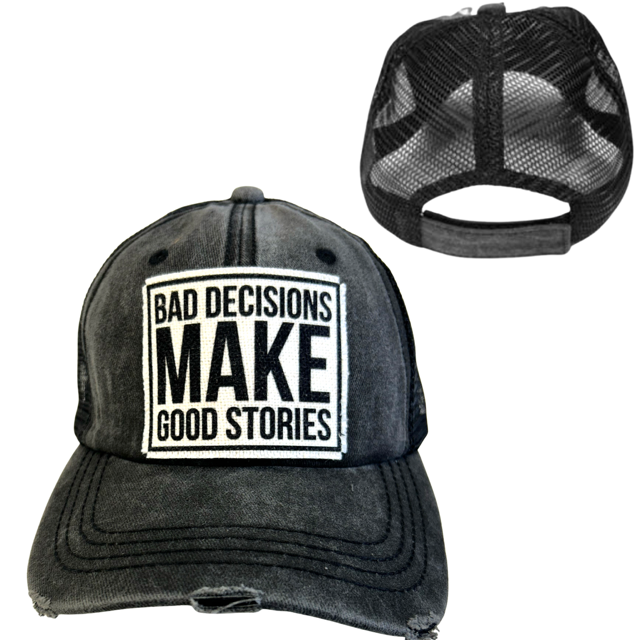 dkhandmade - BAD DECISIONS MAKE GOOD STORIES | UNISEX HAT | DISTRESSED
