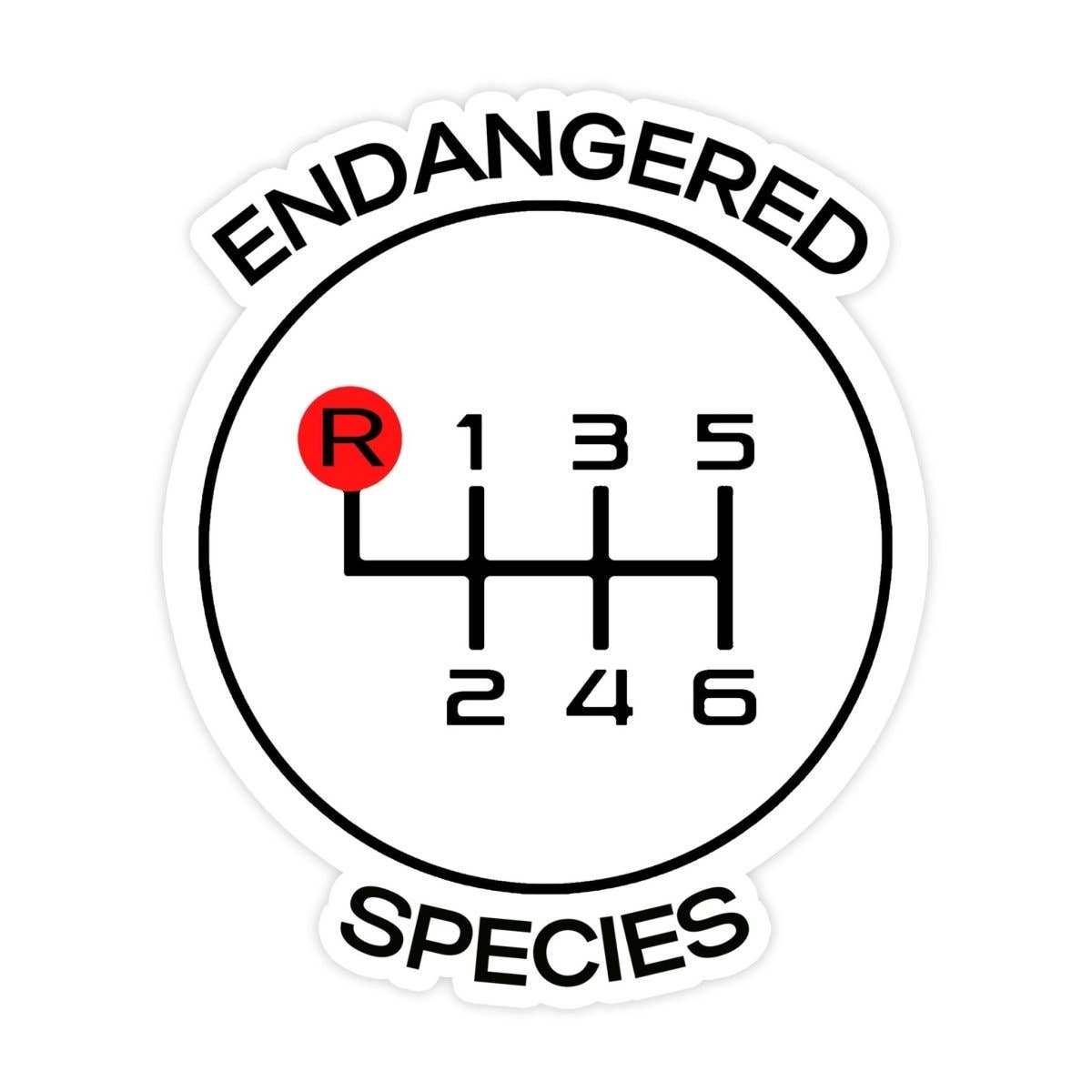 Endangered Species Sticker, Six Speed Manual Car Sticker, Manual Driver Waterproof Vinyl Sticker Decal for Car, Waterbottle and, Laptop