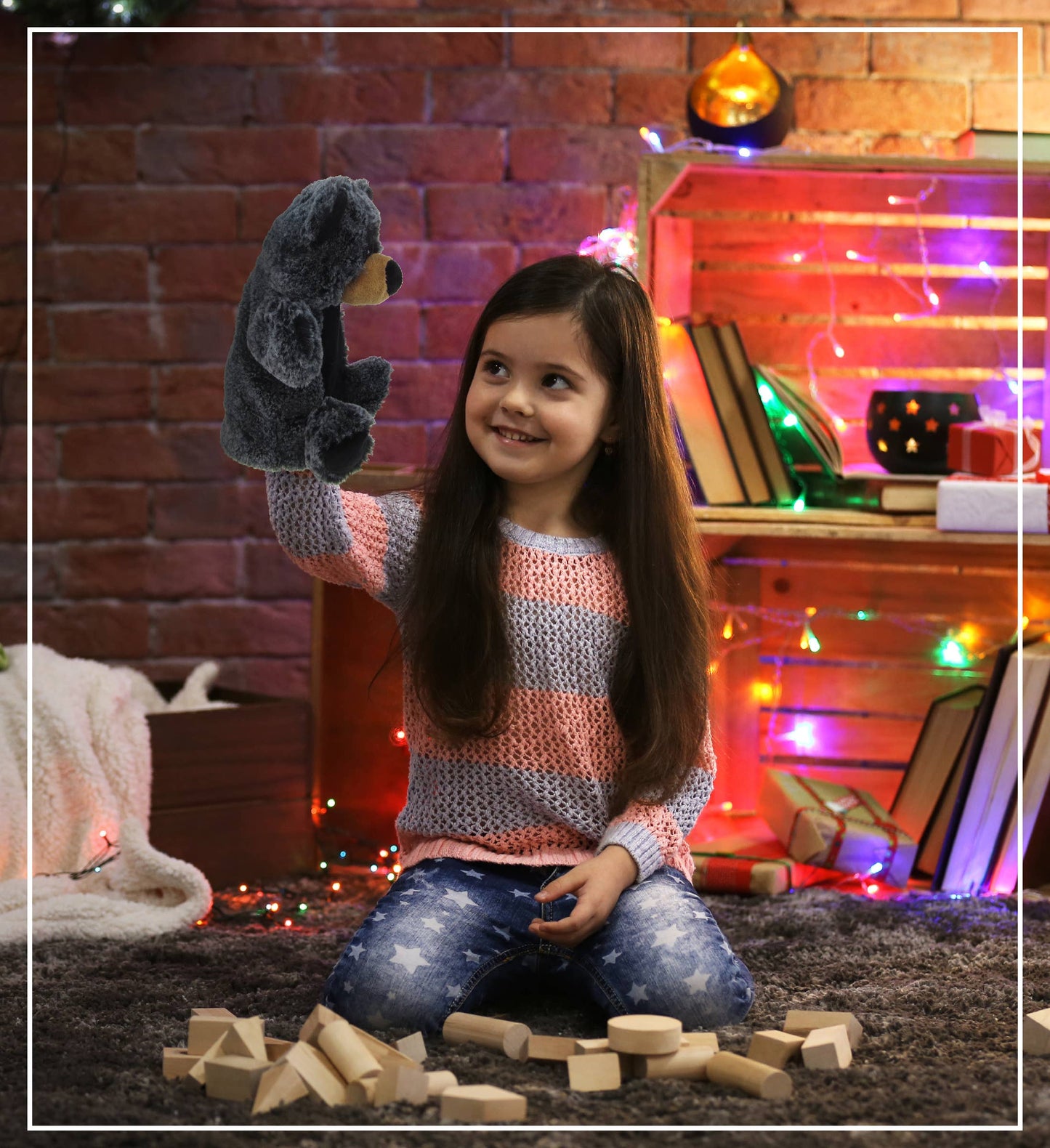 Soft Plush Hand Puppet - Black Bear