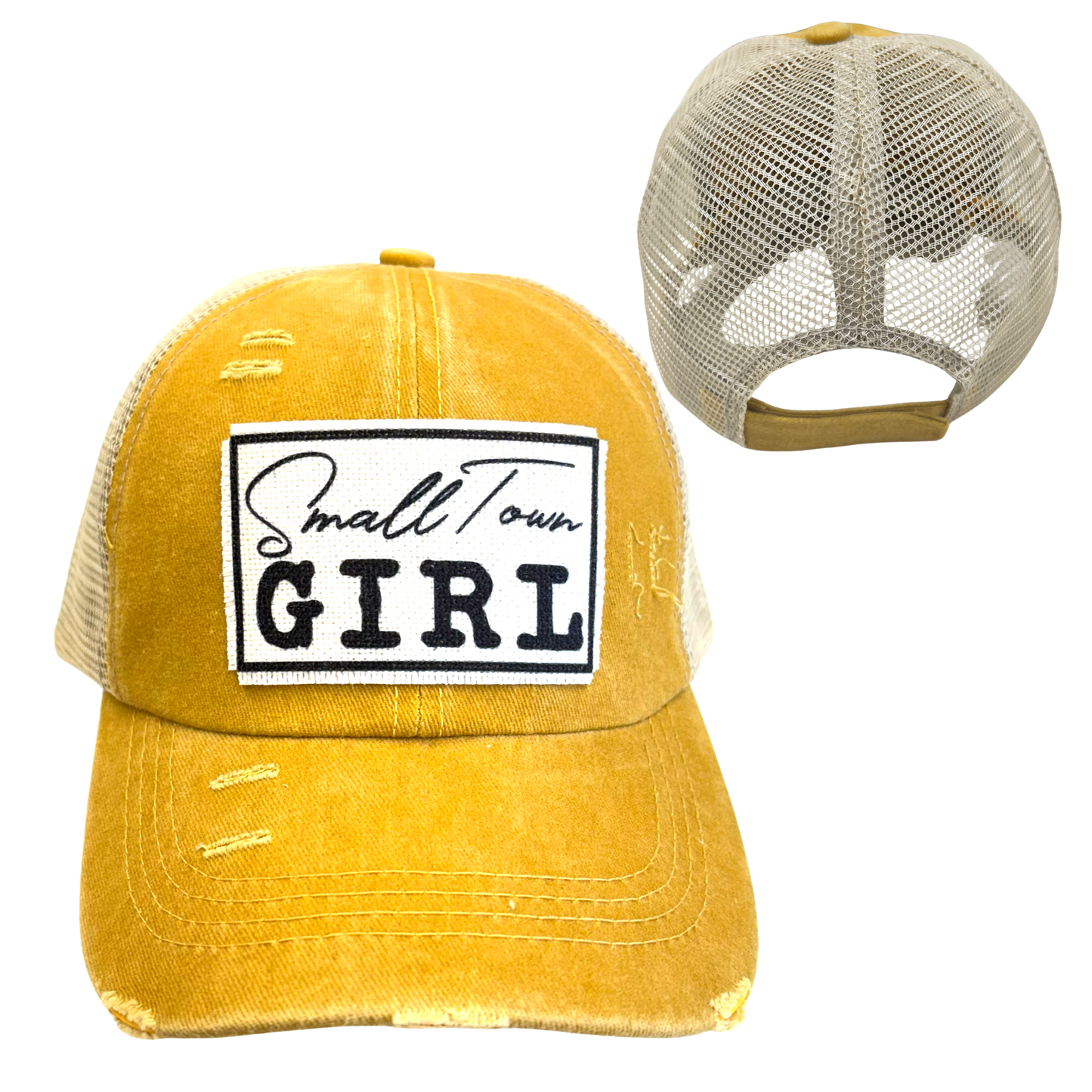 dkhandmade - SMALL TOWN GIRL BALL CAP | WOMAN'S HAT | DISTRESSED