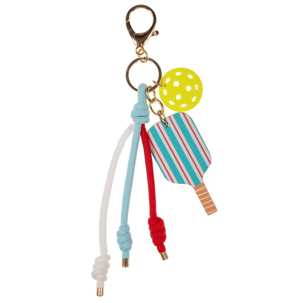 Pickleball Paddle Ball Charm Keychain