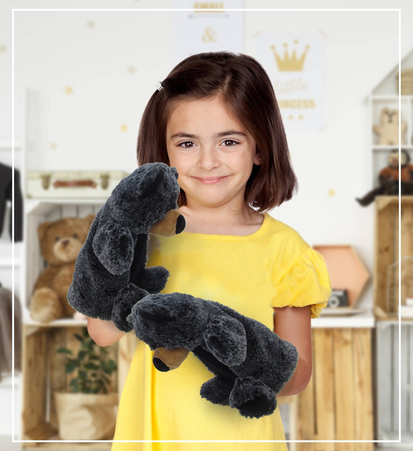 Soft Plush Hand Puppet - Black Bear