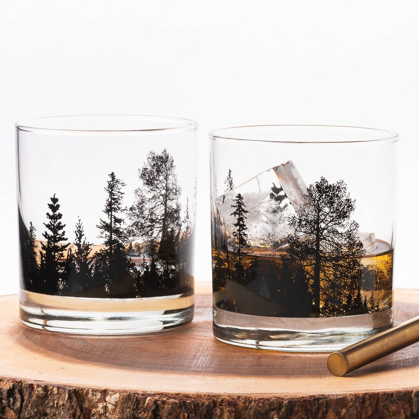 Forest Landscape Whiskey Glasses