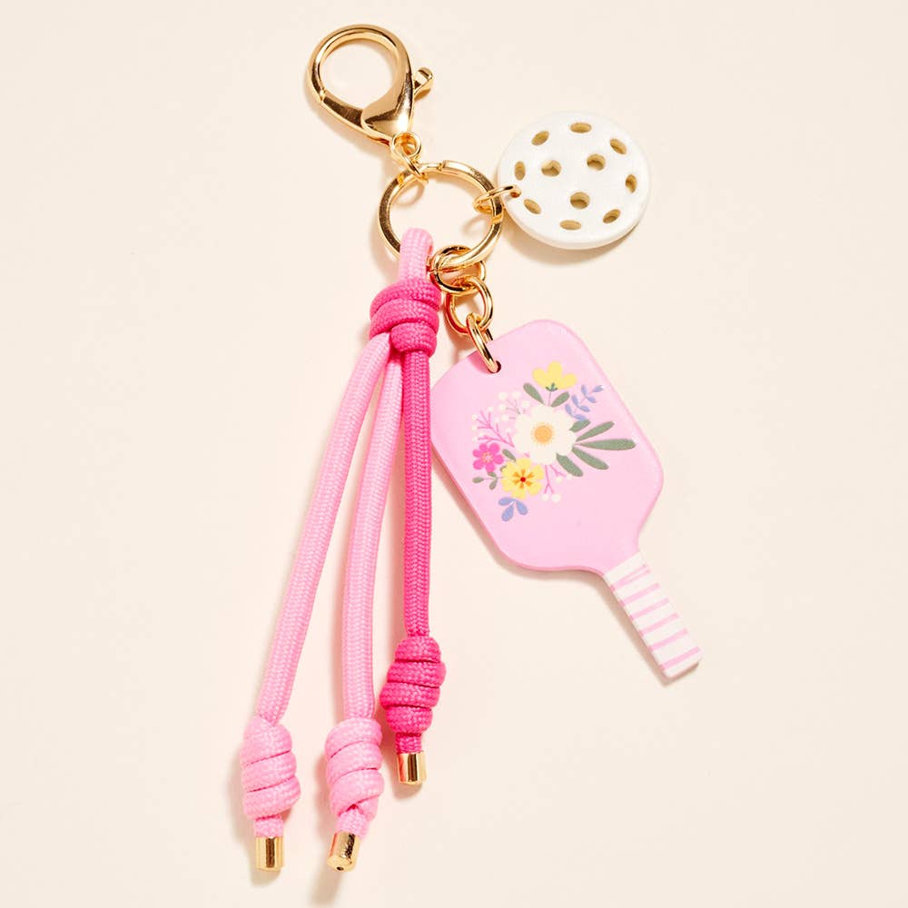 Pickleball Paddle Ball Charm Keychain