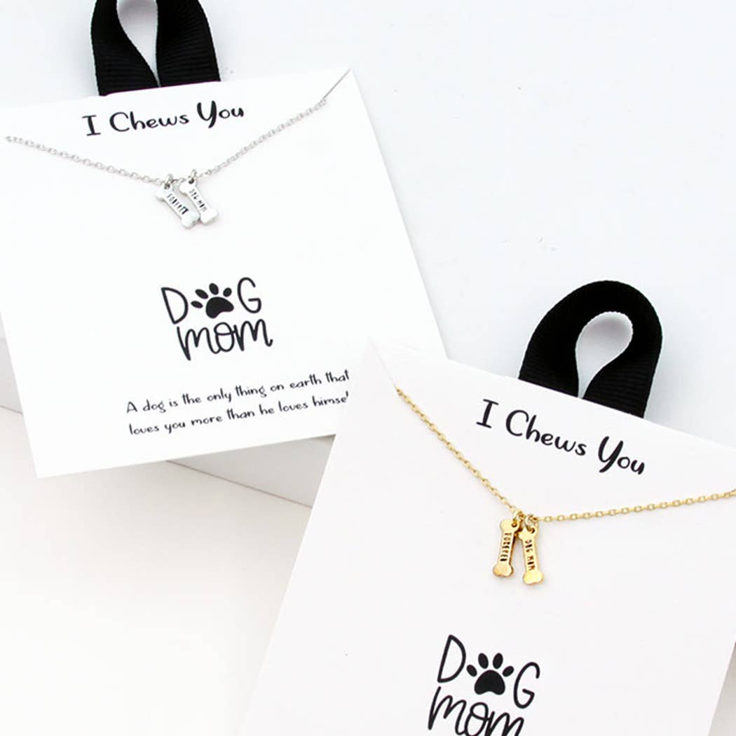 Gold-Dipped Bone Dog Mom Necklace