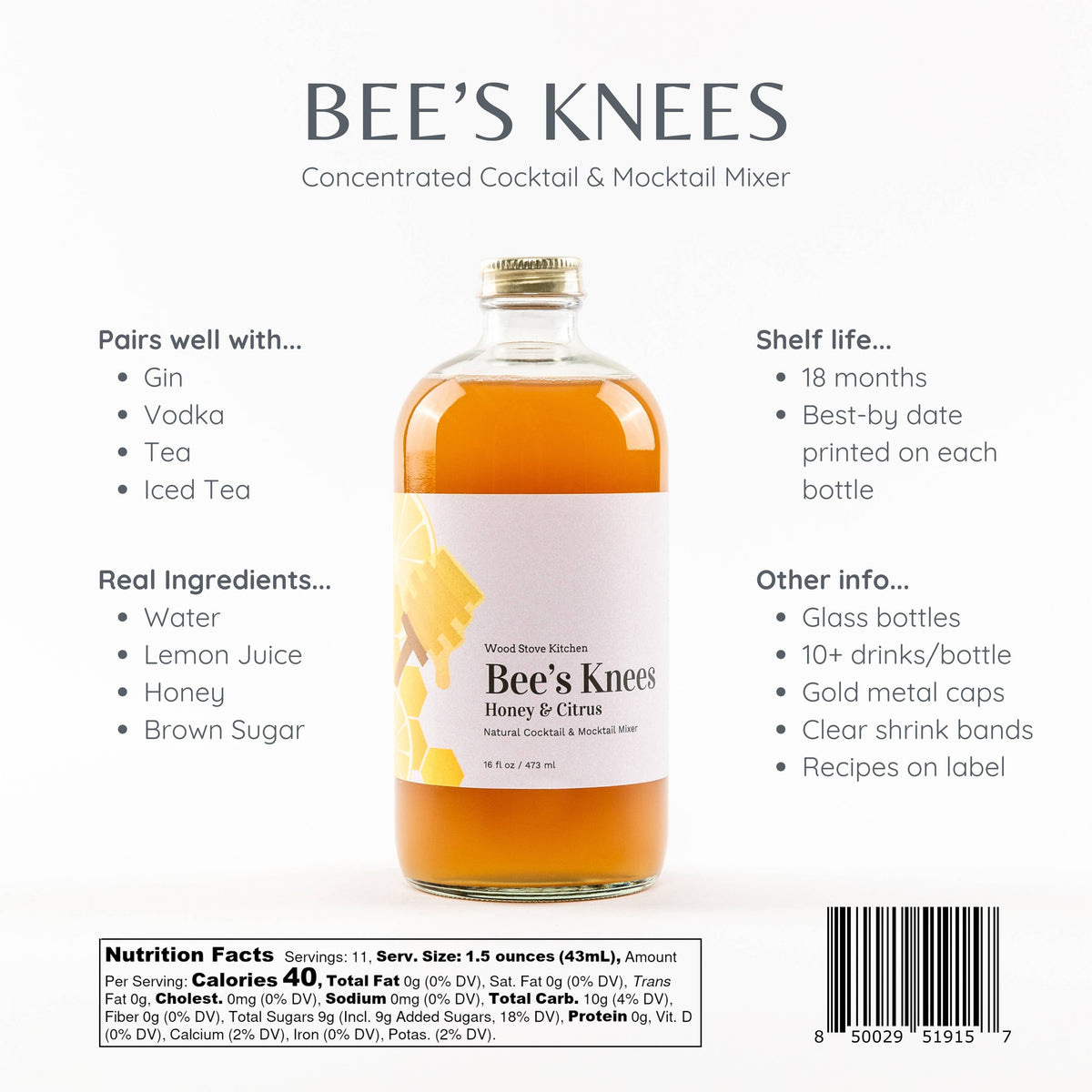 Bee's Knees Cocktail/Mocktail