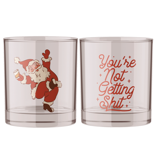 Not Getting Shit Christmas SantaBourbon Whiskey Rocks Glass
