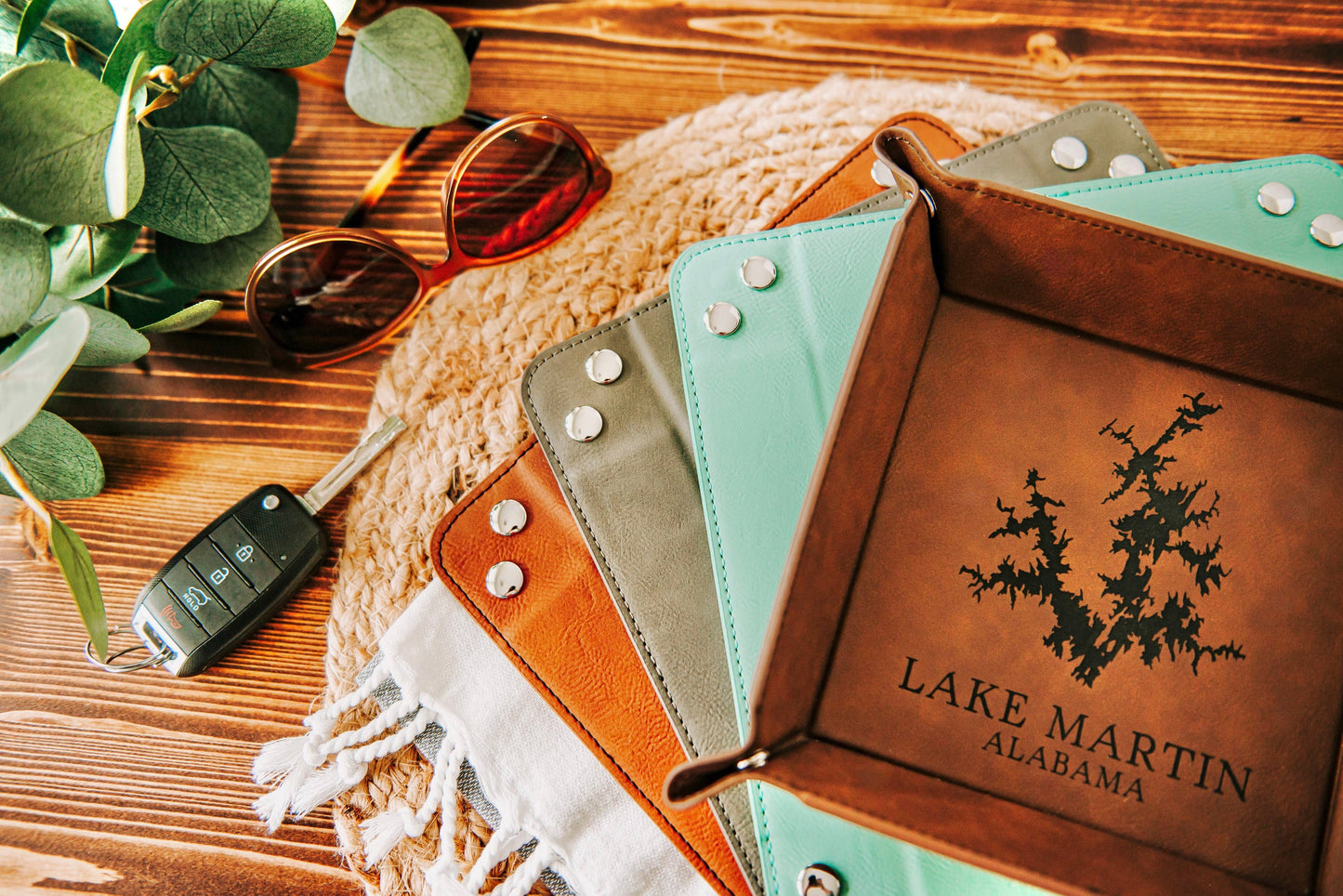 DCL Lake Map Engraved Leatherette Valet Tray