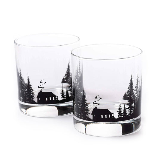 Cabin in the Forest Whiskey Glasses