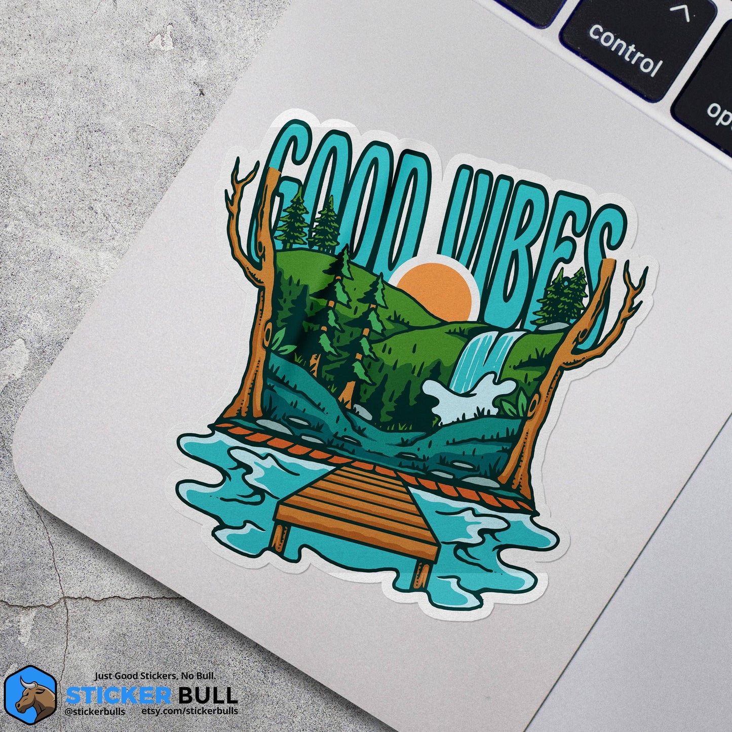 Good Vibes Nature Sticker, Vinyl Weather Proof Bumper Sticker, Car Decal, Water Bottle Sticker
