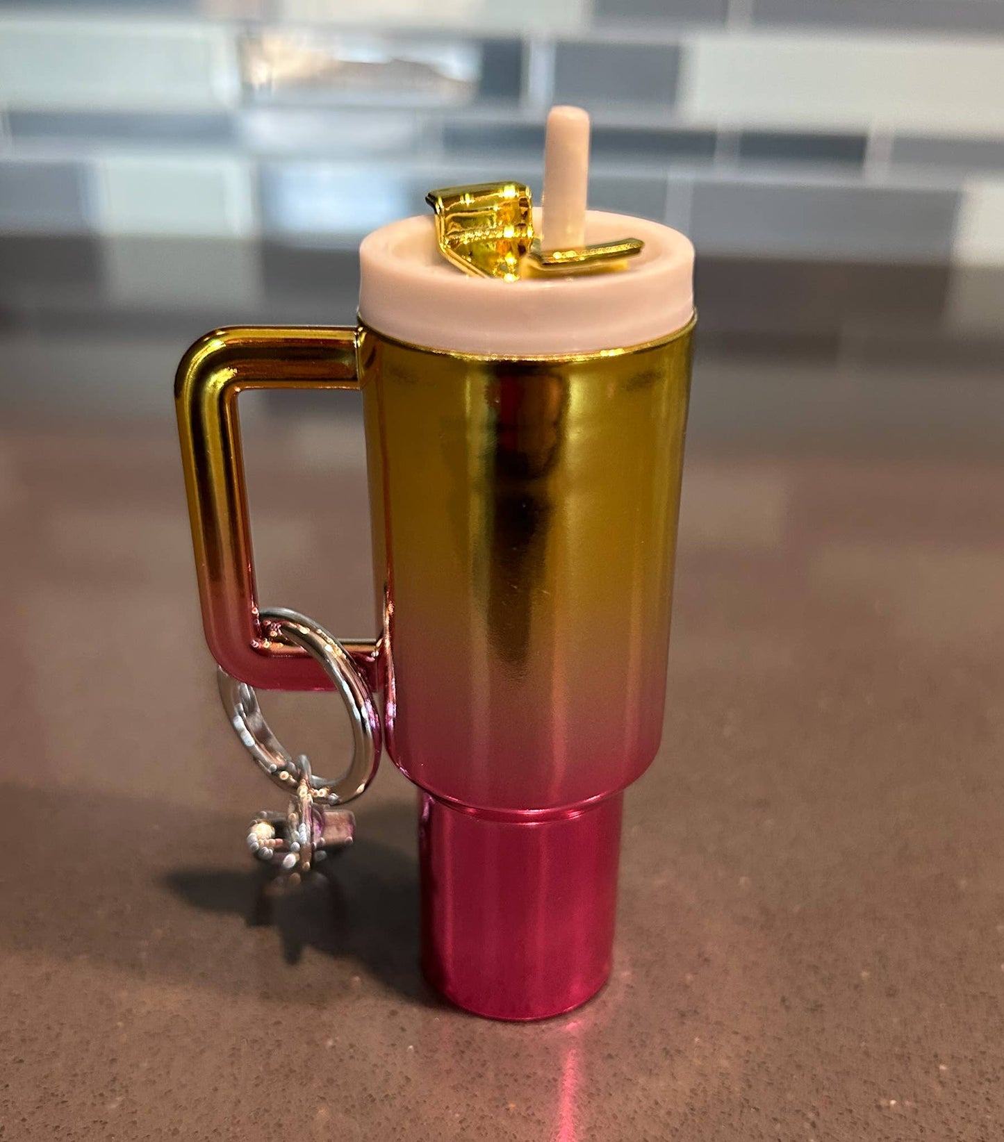 Chrome Ombre Plastic Tumbler Keychain