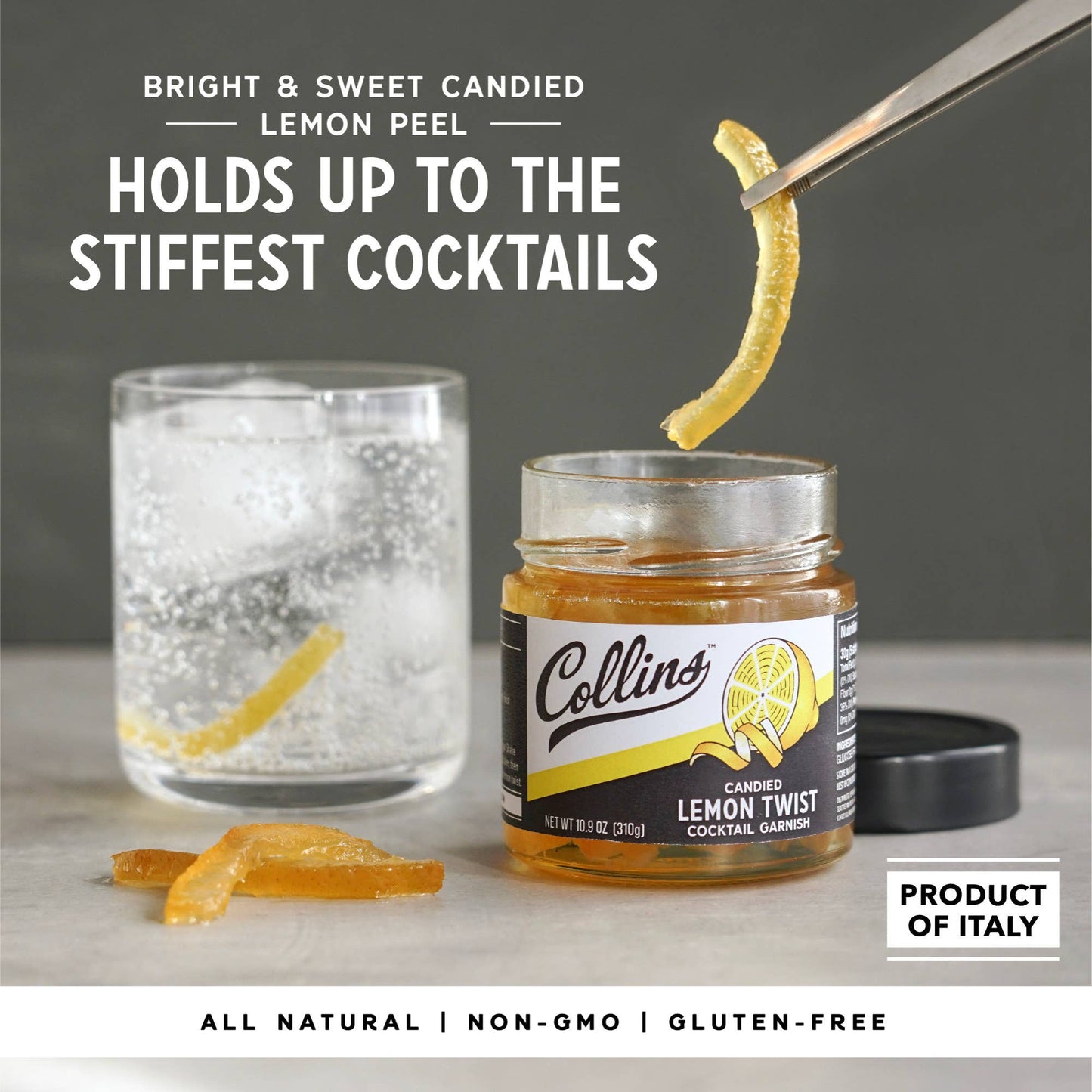 Italian Candied Lemon Peel Twist Cocktail Garnish