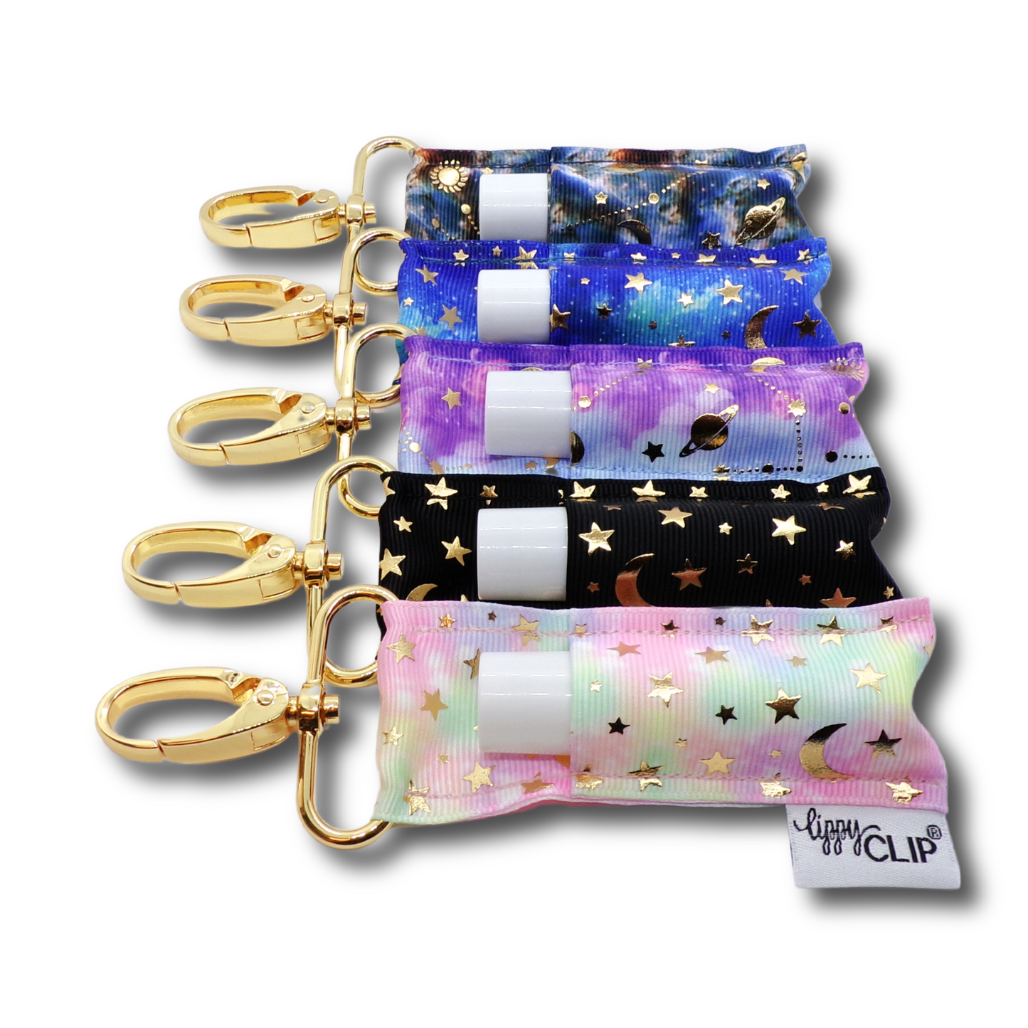 Moon Stars Black Gold LippyClip