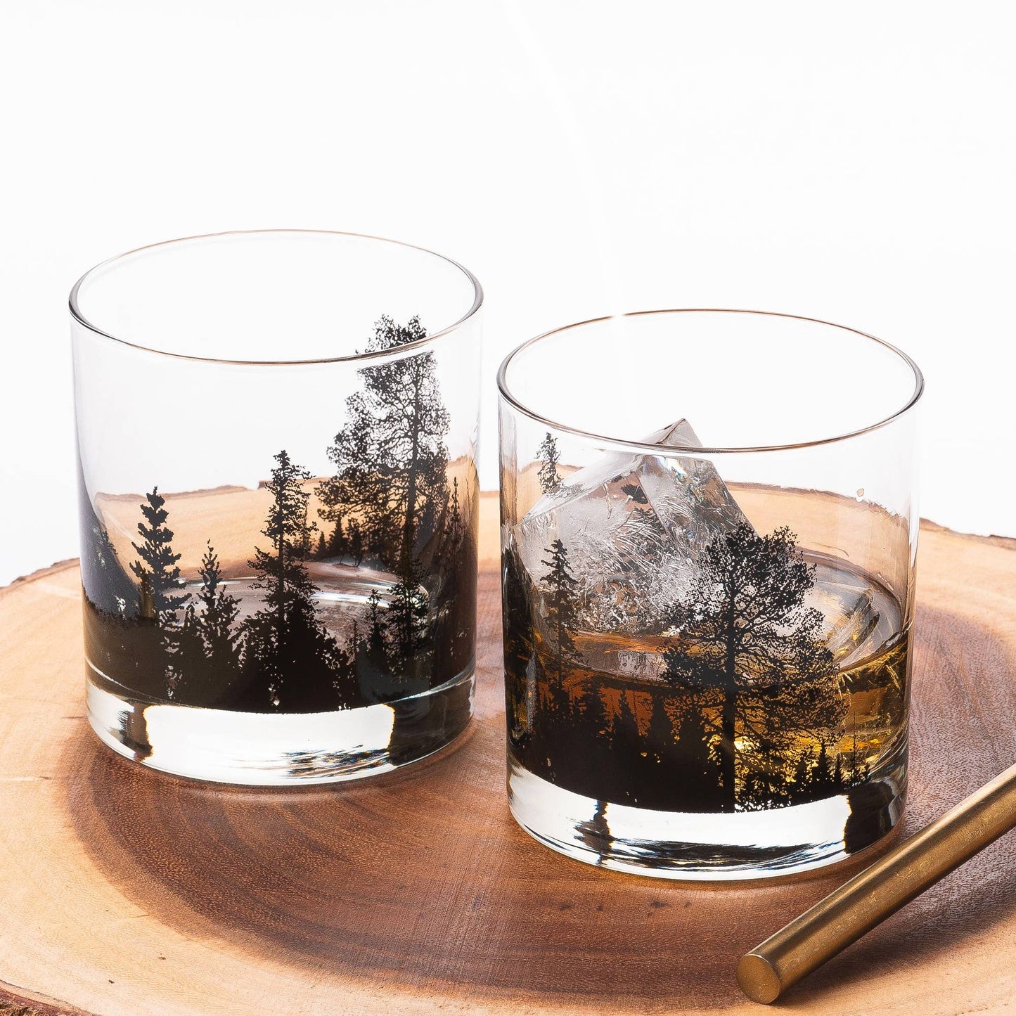 Forest Landscape Whiskey Glasses