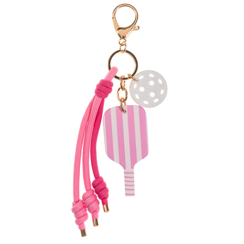 Pickleball Paddle Ball Charm Keychain