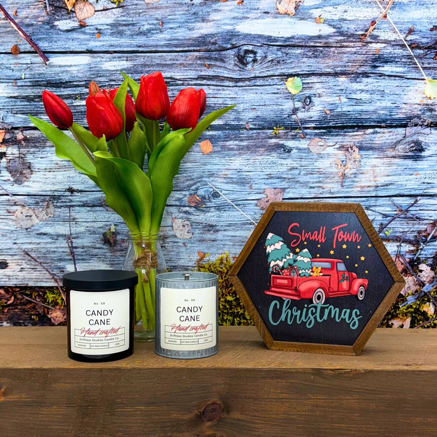 Candy Cane Farmhouse Holiday Candles